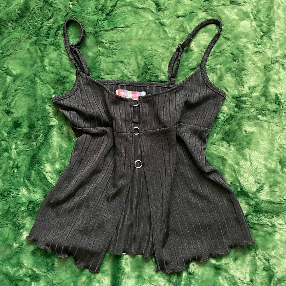 Black textured tank top